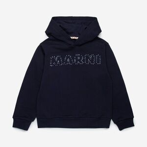 Marni Dark Blue Hoodie with Embroidered Detail